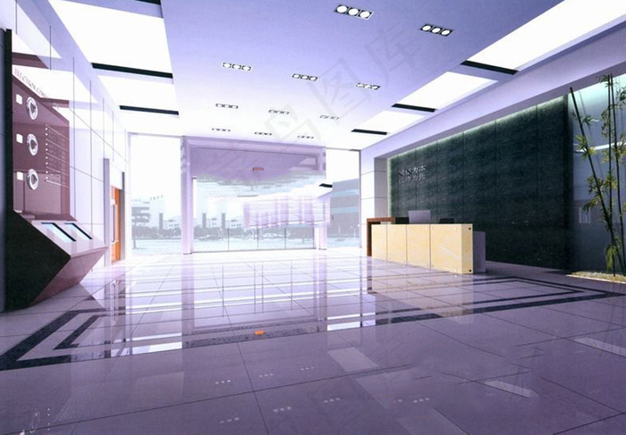 公司前台大厅3d模型免费下载,