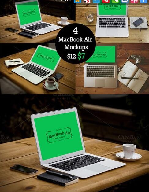 4种MAC笔记本展示PSD预览模型...psd模版下载