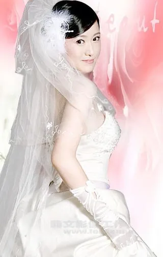 粉白色浪漫婚纱图片