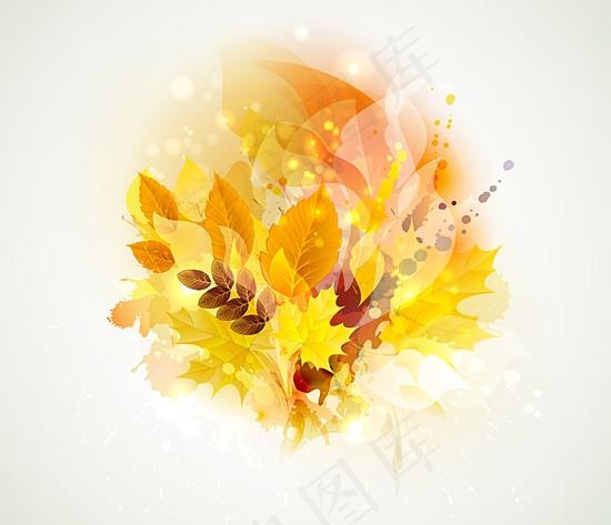 创意金黄秋叶矢量素材三