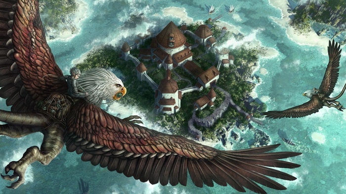 魔幻雄鹰展翅插画手绘