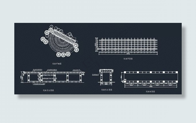 套园林花架的CAD图纸有平面图