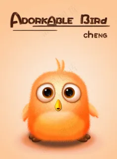 呆萌橙色可爱卡通小鸟