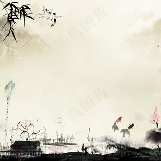 水墨复古文艺茶叶主图背景模版