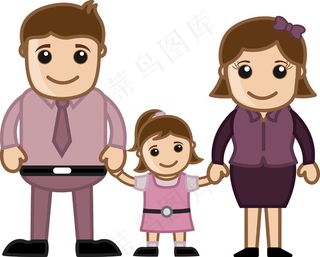 男人女人和孩子的家庭插画矢量字符