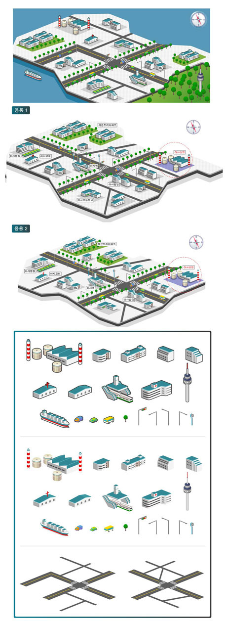 城市规划图绘制元素矢量素材-1