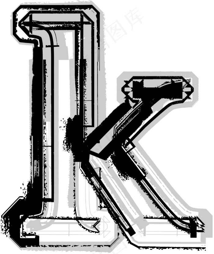 垃圾字体字母Keps,ai矢量模版下载