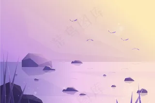 漂亮森系插画展板背景矢量设计素材