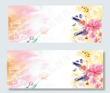 化妆品 美甲手绘唯美背景