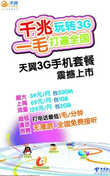 电信3g海报图片ai矢量模版下载