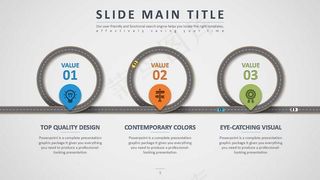 创意卡通公路主题图表PPT模板