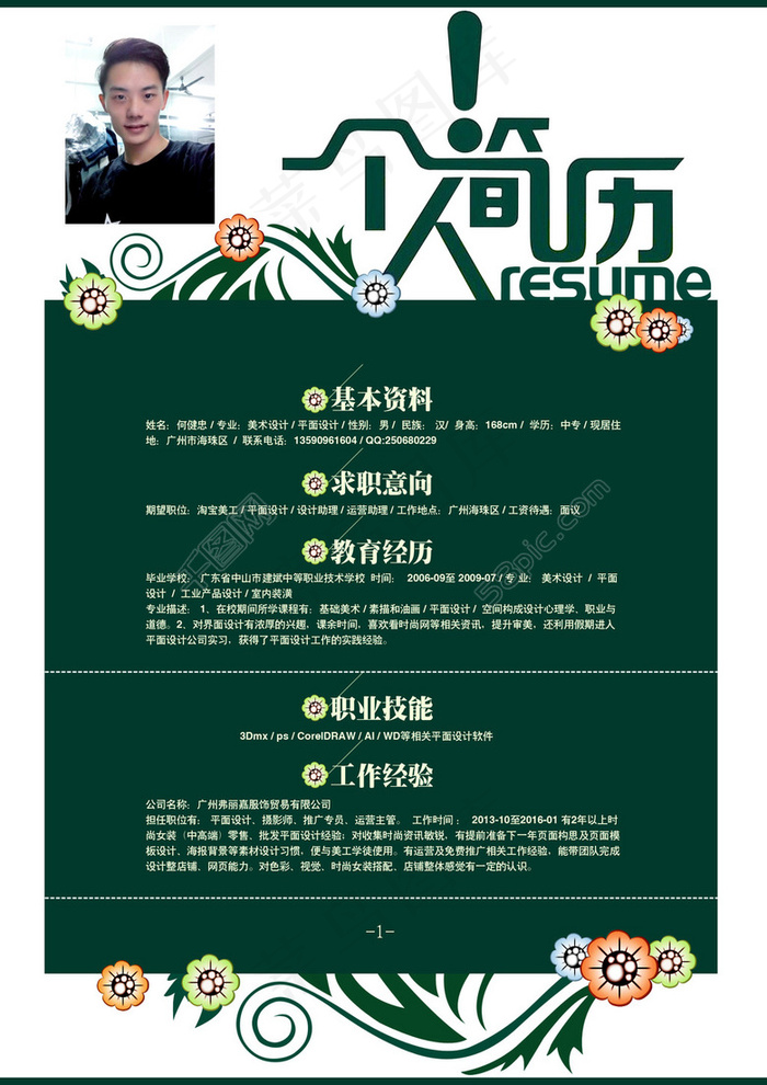时尚个性个人简历模板（第一页）
