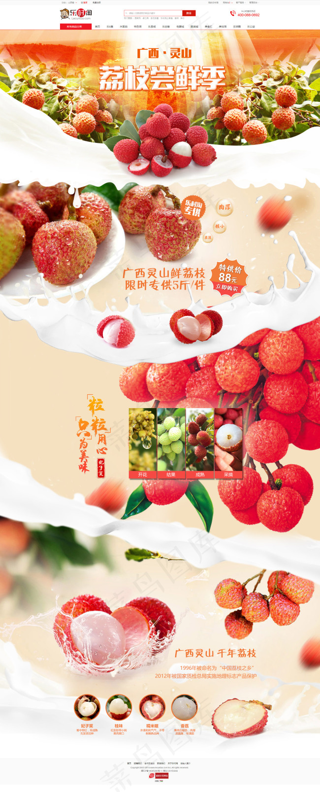广西灵山荔枝专题页(1920X4868(DPI:72))psd模版下载
