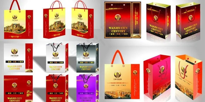 万锦手提袋集合图片cdr矢量模版下载