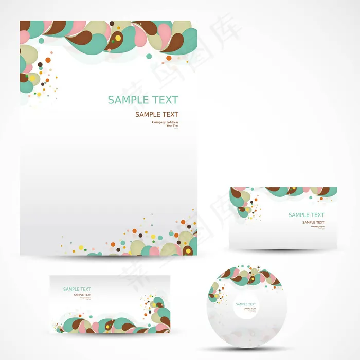 带有色彩鲜艳的商务文具ai矢量模版下载