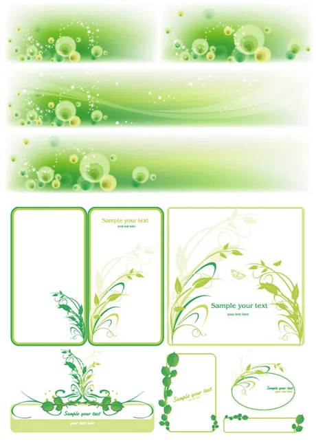 绿色 春天 花草eps,ai矢量模版下载