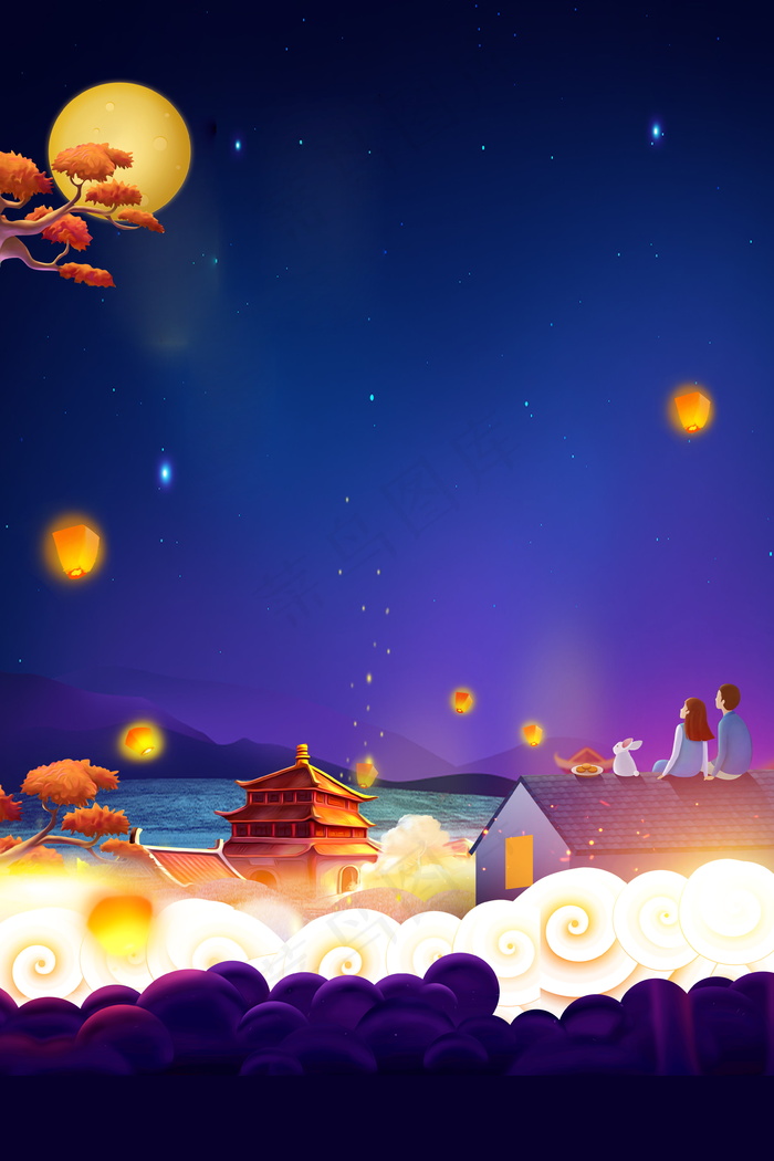情满中秋海报背景素材