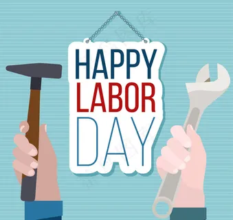 带有标志和工具的劳动节背景