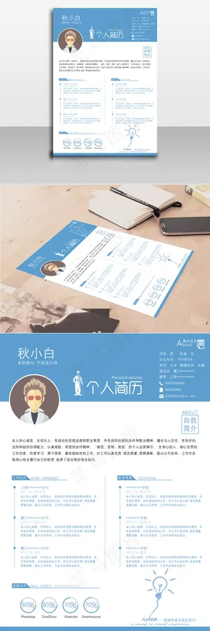 简约个人简历平面设计