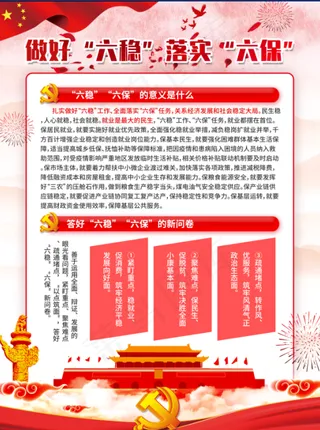 党建风六稳六保政策解读海报  之4