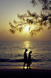 夕阳下的浪漫人物