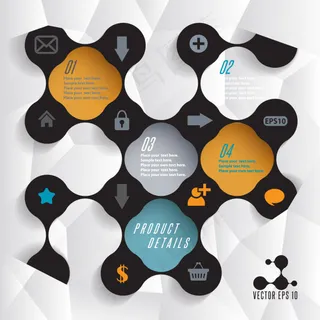 链接环形数字标签设计矢量图下载