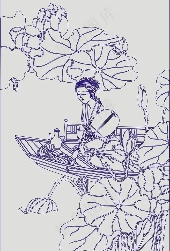 古典美女图片cdr矢量模版下载