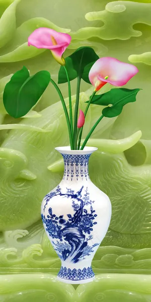 青花瓷3D中国风玉雕背景玄关背景墙