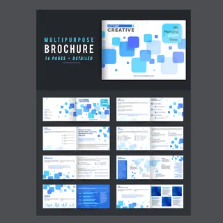 蓝色方块横版欧美创意矢量画册