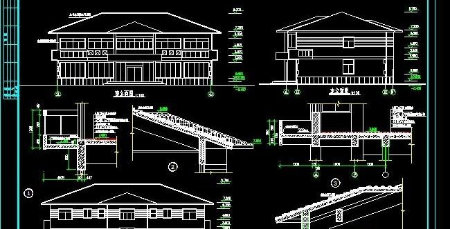 专业设计二层坡屋顶办公楼建筑施工图...