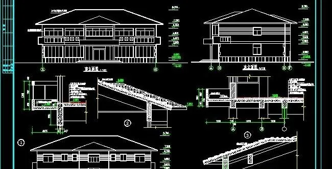 专业设计二层坡屋顶办公楼建筑施工图...