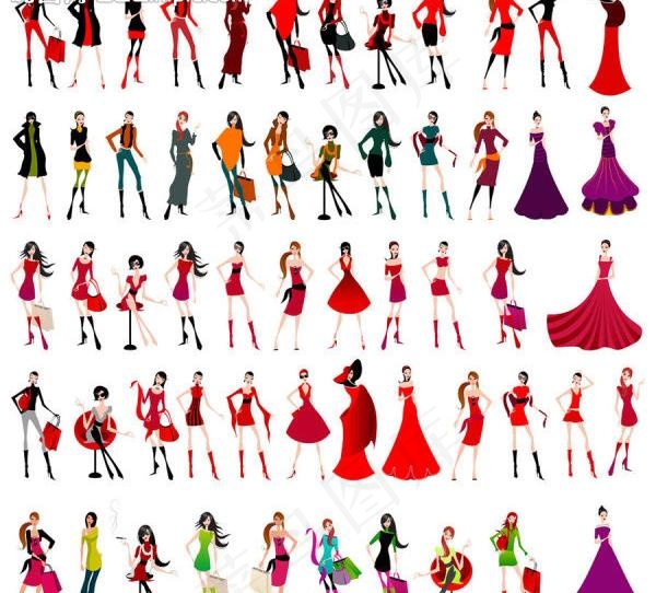 卡通潮流美女矢量素材图片