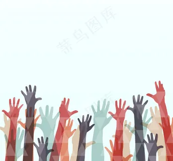 伸向天空的抽象人群手臂矢量素材 伸向天空的抽象人群手臂矢量素材