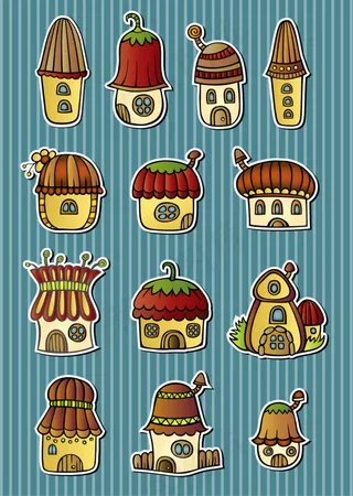 卡通蘑菇房子01——矢量素材