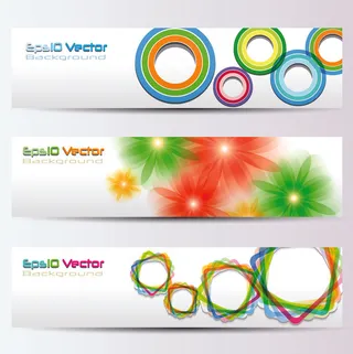 幻彩花纹banner横幅矢量素材