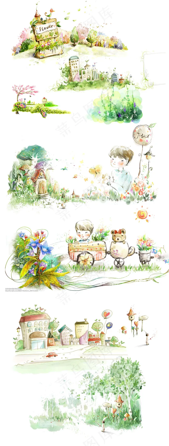 高清手绘卡通唯美免扣图设计元素(4724X12468(DPI:300))psd模版下载