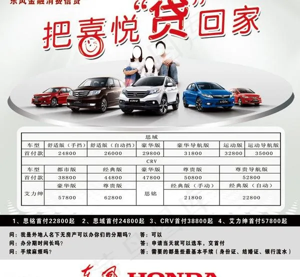 东风本田金融消费信贷图片psd模版下载