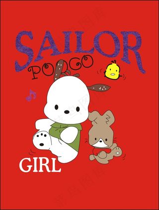 卡通图案童装T恤图案设计英文字体