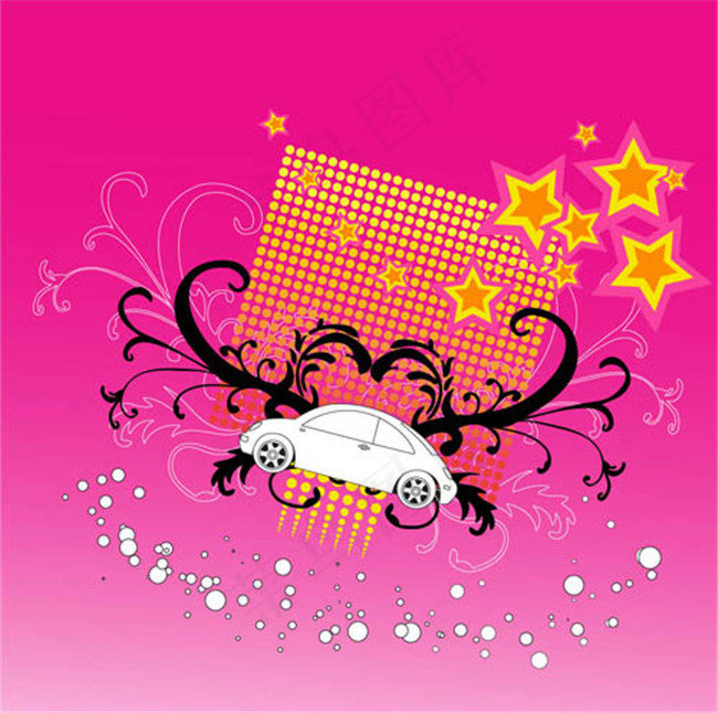 紫色星光矢量花纹素材