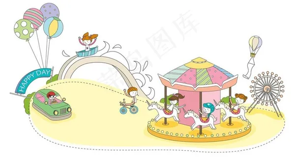 骑旋转木马的孩子们图片