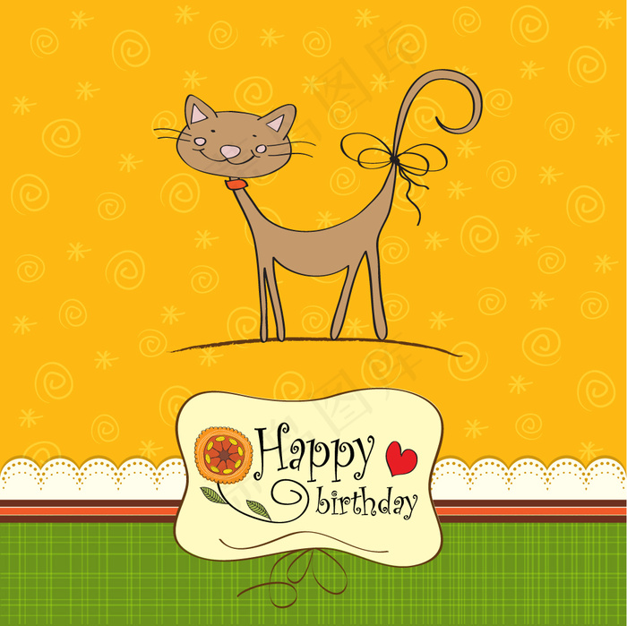 矢量动物贺卡生日图片