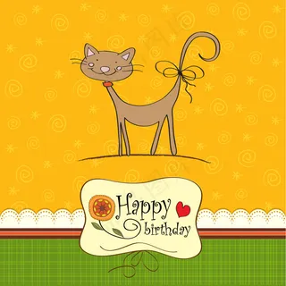 矢量动物贺卡生日图片