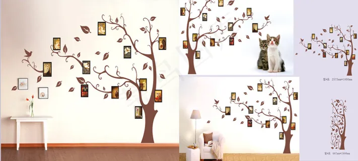 创意个性照片墙树矢量背景