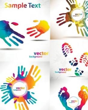 美丽的手和脚花纹剪影矢量