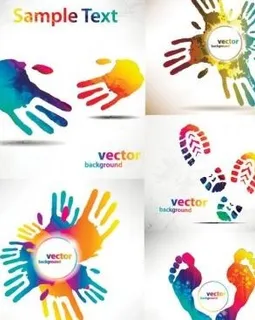 美丽的手和脚花纹剪影矢量