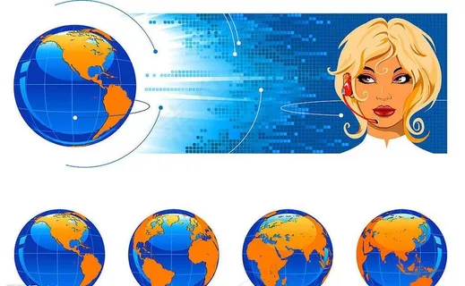 地球科技客服矢量素材图片