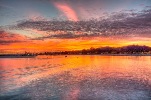 美丽湖泊黄昏美景
