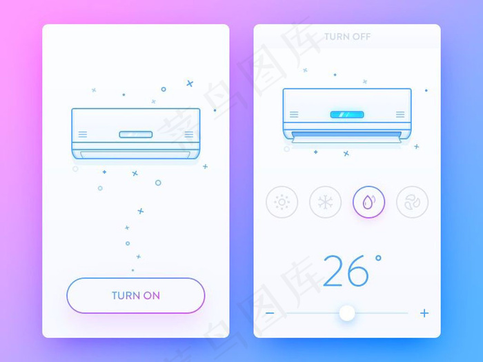空调控制应用程序PSD素材psd模版下载
