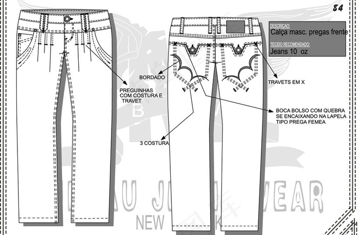 牛仔裤设计手稿图片