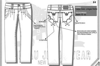 牛仔裤设计手稿图片